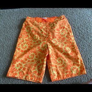 Boys Orange and Yellow Tie-Dye Wave Zone Swim Trunks